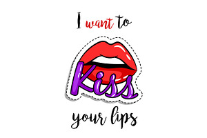 Fashion Patch Element Lips With Quote