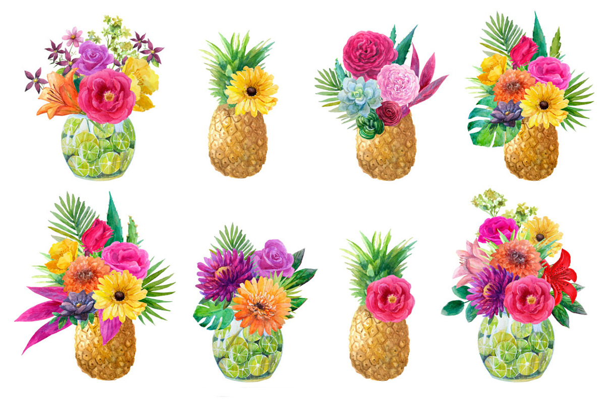 Mexican watercolor flowers.Fiesta., a Texture Illustration by yulia.sukhanova (Photo 3 of 6)