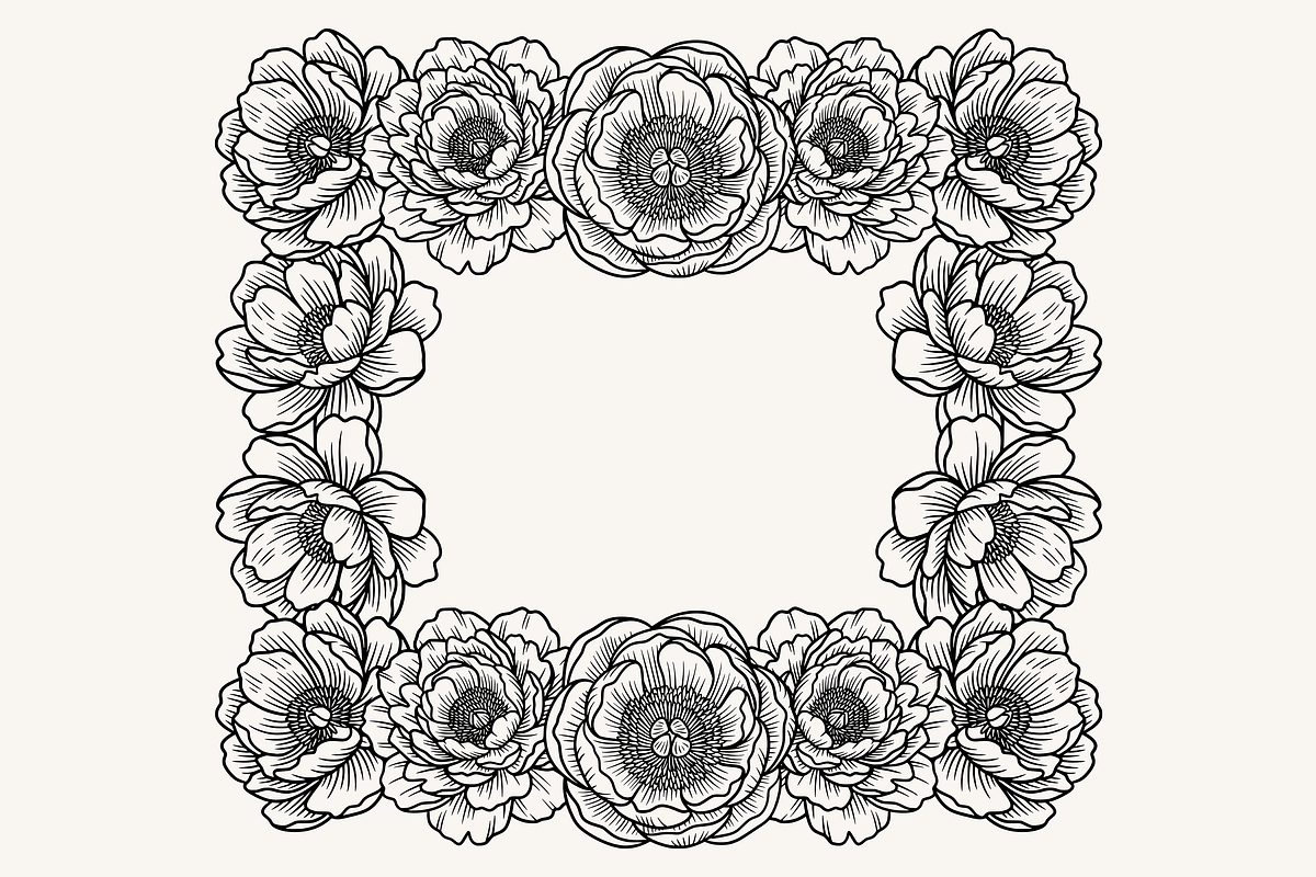 Peony Flower Line Art Illustration, a Decorative Illustration by Kusumaillustration (Photo 7 of 15)