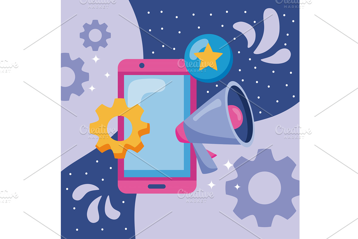 social media in smartphone, a Technology Illustration by studiogstock
