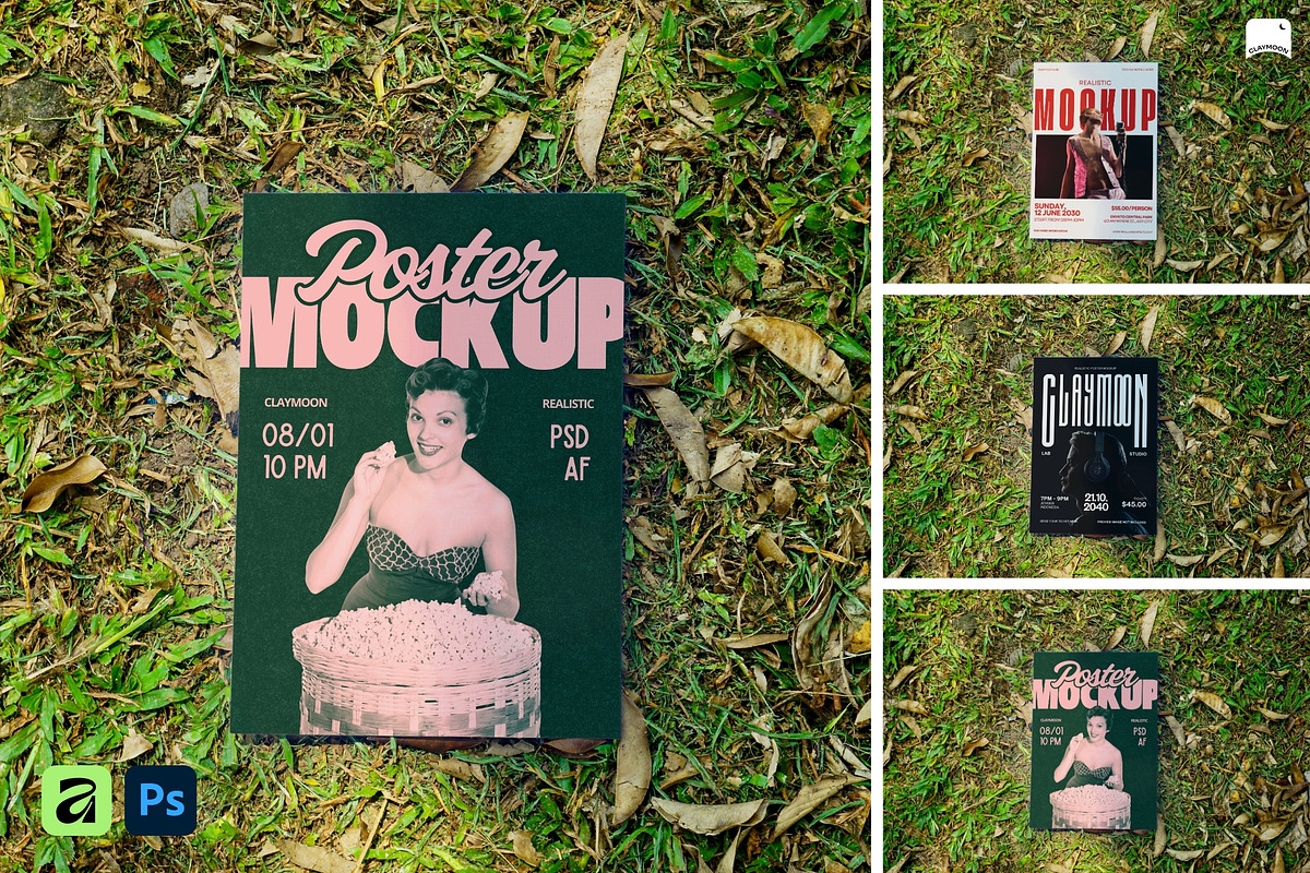 Realistic Poster Mockup, a Mockup by Claymoon Lab (Photo 1 of 6)