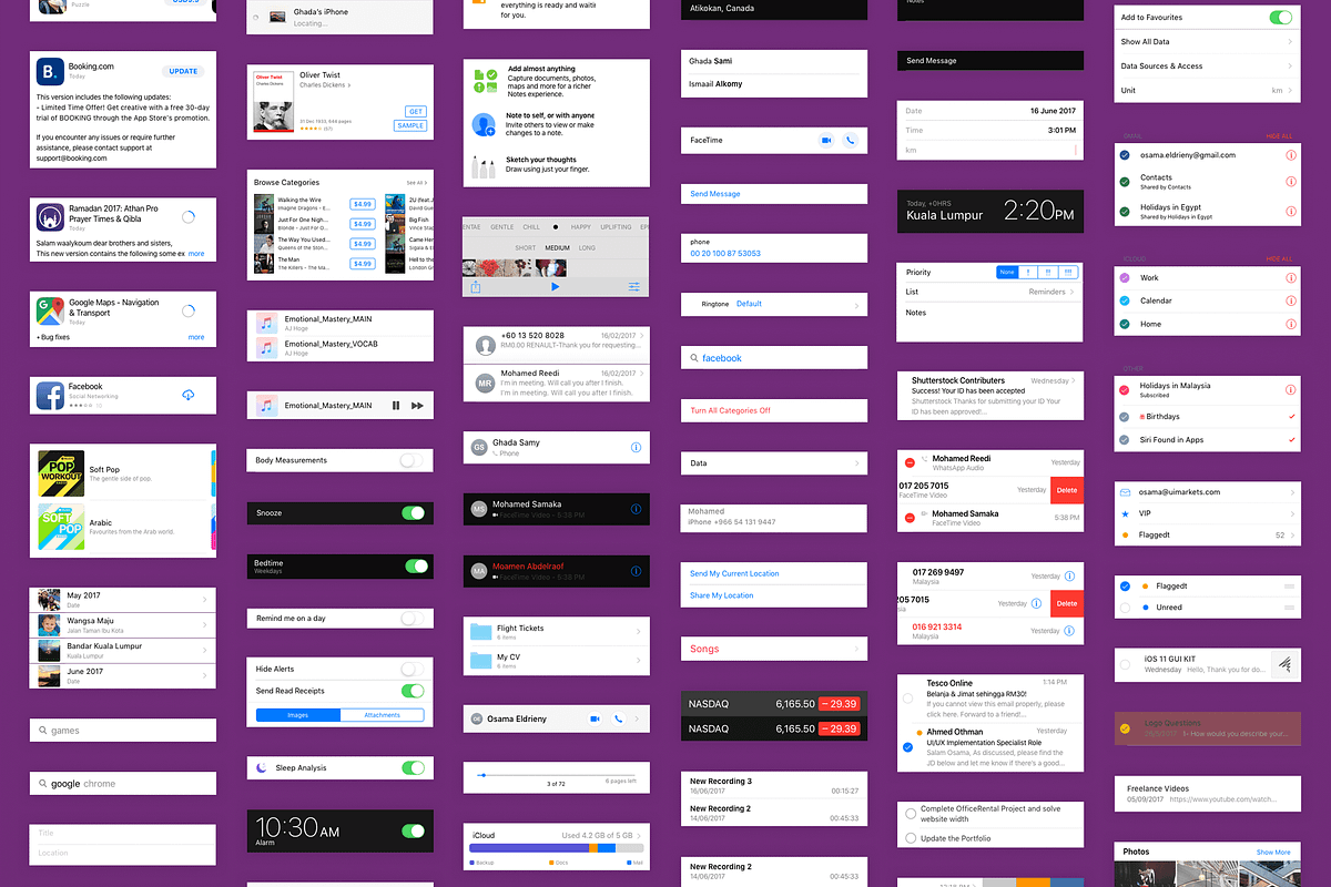 iOS11 GUI KIT Illustrator Sketch XD, an UI Kit Template by Ui Markets (Photo 6 of 21)