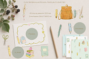 Cute Watercolor School Supplies Set, an Education Illustration by AlenaVlasko stock Market (Thumbnail 1 of 4)