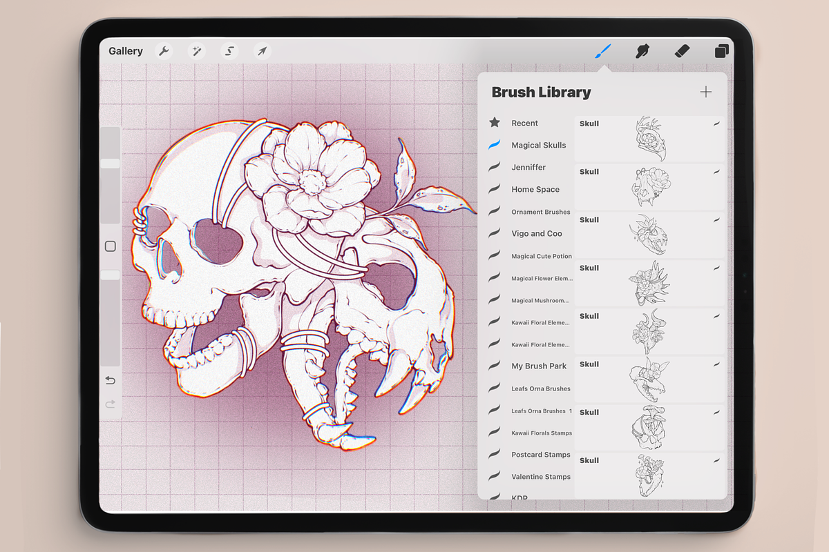 Floral Magical Skull Stamp Brushes, a Brush Add-On by TheDoodleSweets (Photo 2 of 5)