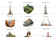 Landmarks Clipart, Pyramids, Travel, an Illustration by BrushstrokeArtGB (Thumbnail 3 of 9)