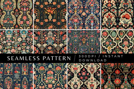 12 Eliza's Persian Gardens Patterns, a Pattern Graphic by Inknfolly
