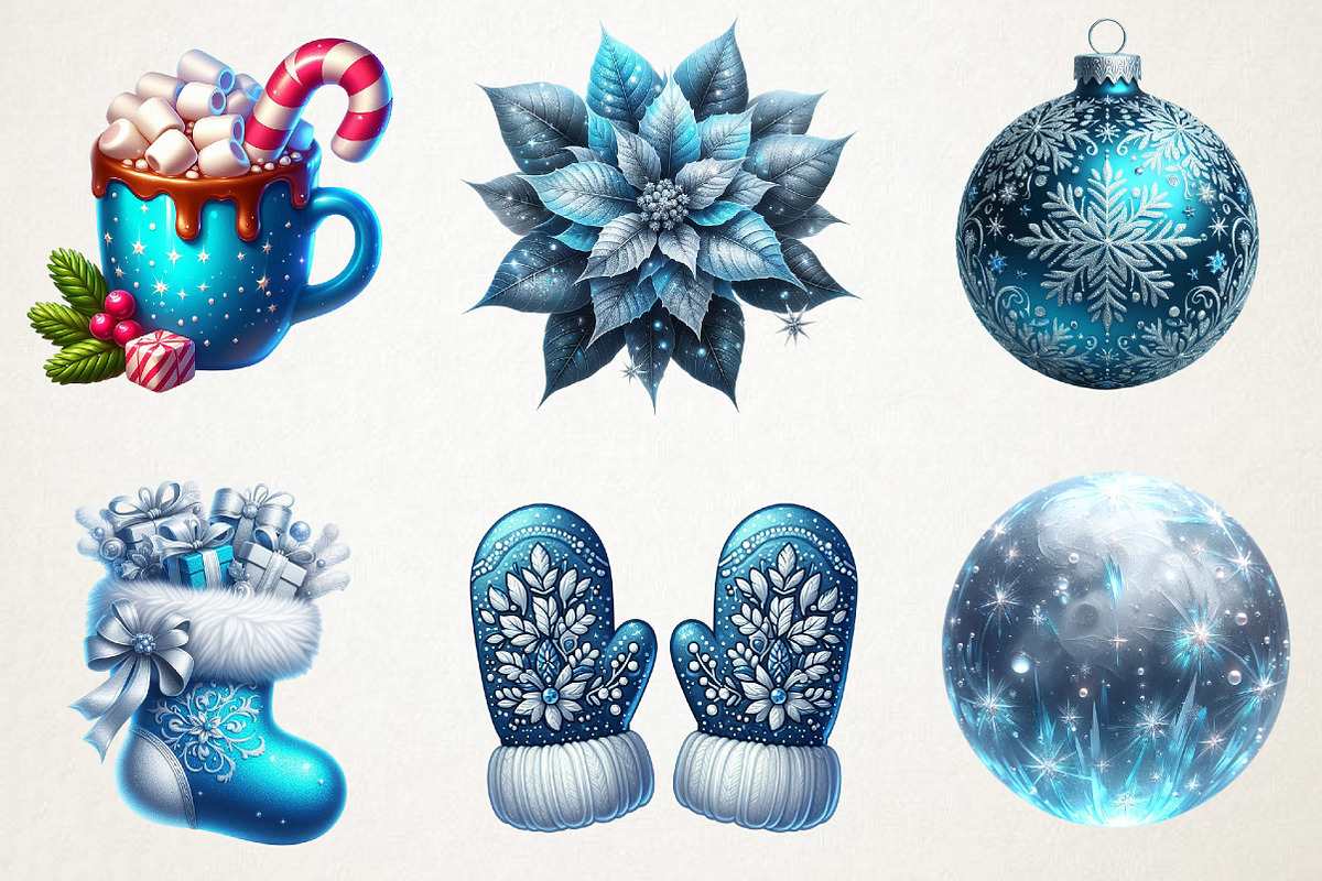 Blue Winter Christmas Aesthetic Pack, an Illustration by RobertsArt (Photo 7 of 7)