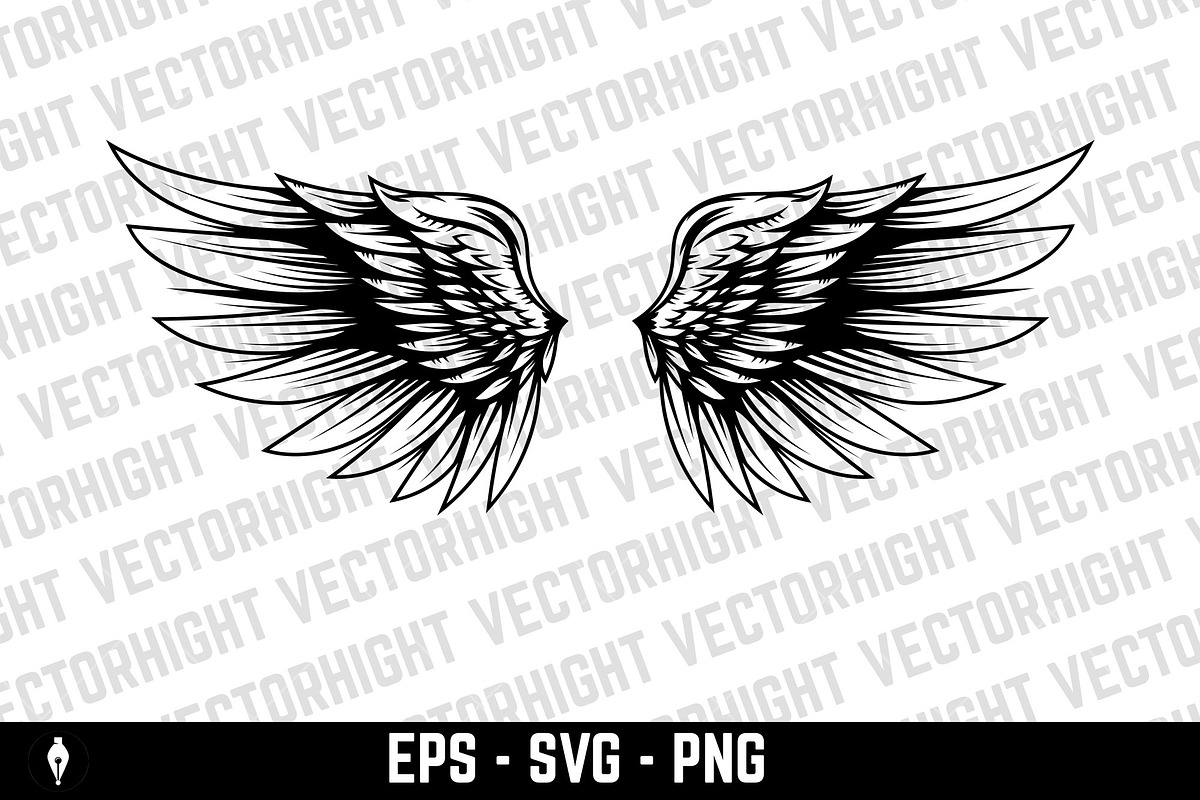 Vintage wings isolated on white BG, an Animal Illustration by Vectorhight