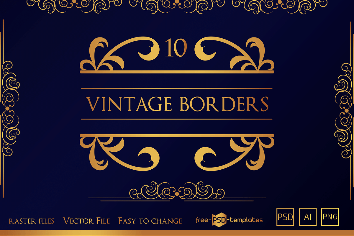 Vector Vintage Borders Collection, an Object Graphic by Free-PSD-Templates (Photo 4 of 4)