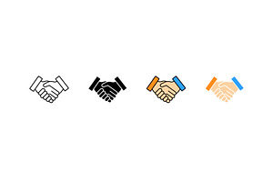 Various styles of a handshake icon, an Object Illustration by skripnikbb