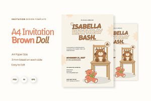 Brown Doll - Invitation, an Invitation Template by Fannan Studio