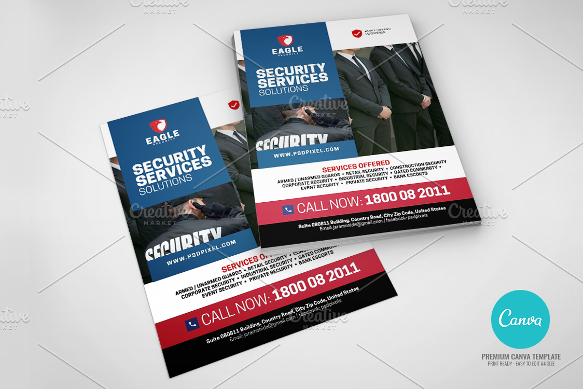 Private Security Company Canva Flyer, a Flyer Template by PSDPixel (Photo 3 of 4)