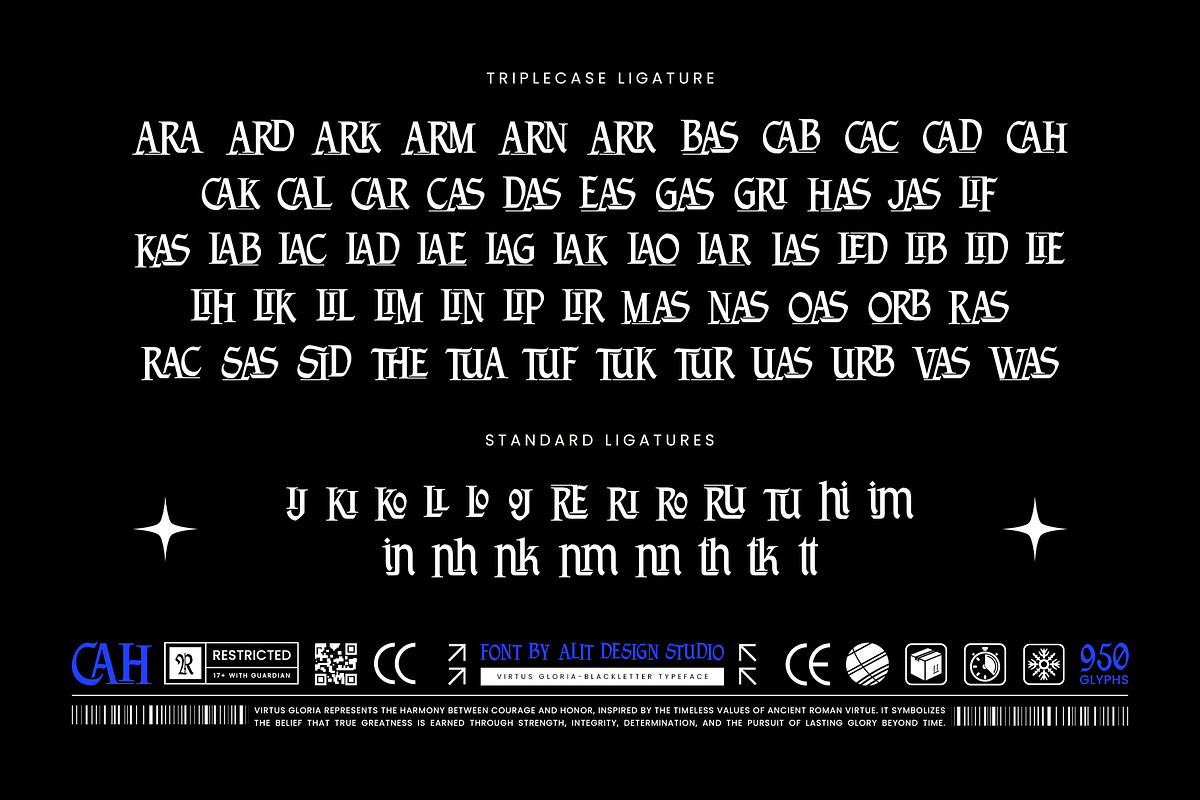 Virtus Gloria Typeface, a Blackletter Font by alit design (Photo 4 of 16)