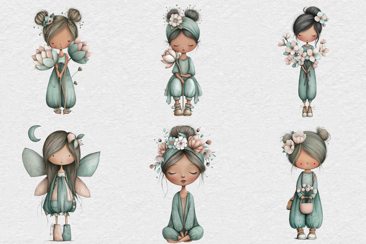 Whimsical Spring Fairy Clipart, an Illustration by DreamCafeArt (Photo 3 of 6)