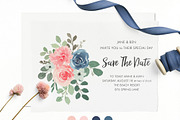 Blush and Navy Watercolor Florals, a Work Illustration by Momo Studio (Thumbnail 10 of 12)