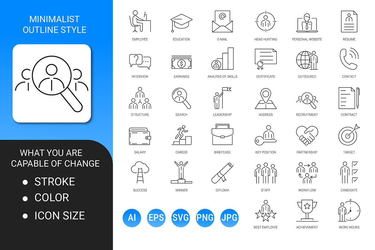 recruitment and job outline icon set, an Outline Icon by Icons (Photo 2 of 3)