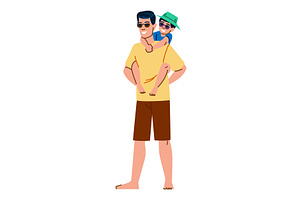 Father giving piggyback ride to his, a Person Illustration by pikepicture
