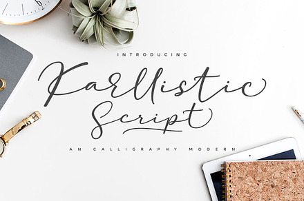Karllistic Script, a Script Font by cooldesignlab