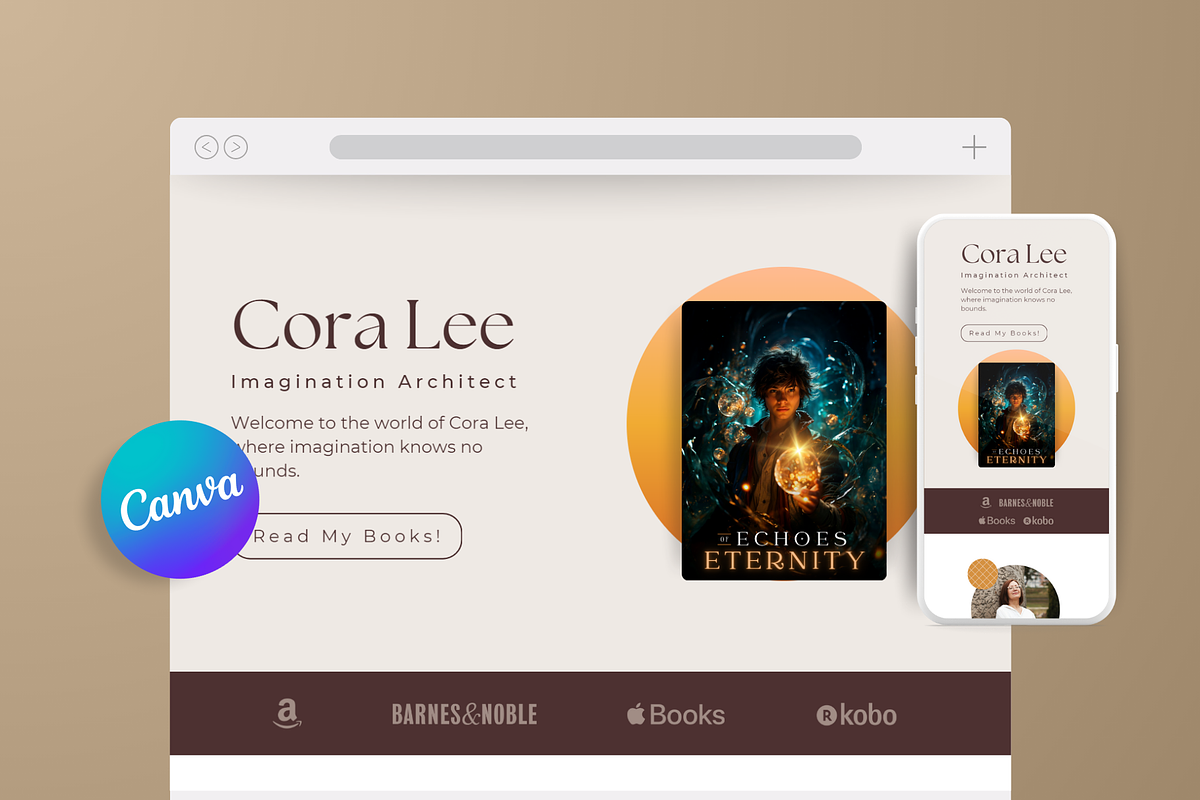 Canva Website Template For Authors, a Landing Page Template by Templics by Zoya (Photo 1 of 6)