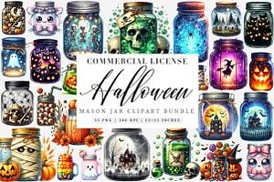 Halloween Mason Jar Clipart PNG, an Illustration by SinaCreation