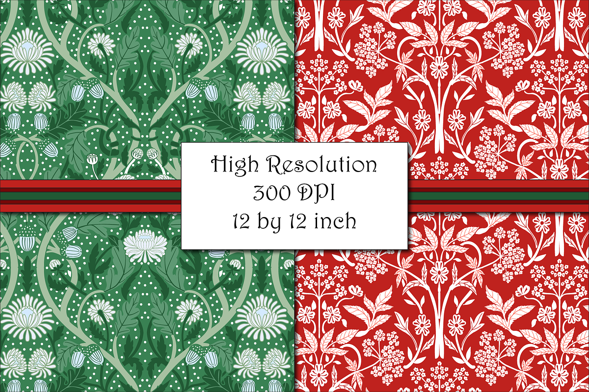 Art Nouveau Christmas Patterns, a Pattern Graphic by RachelStudio (Photo 5 of 10)