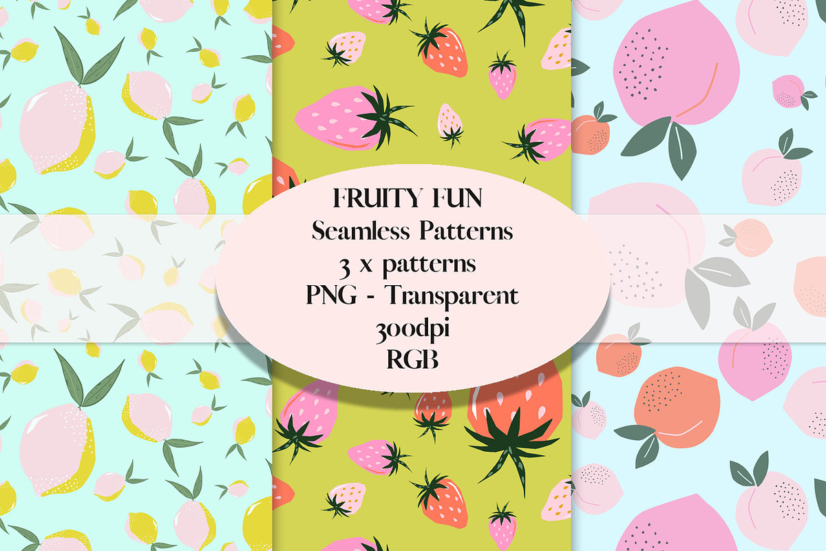 Fruity Fun - Fruit Seamless Patterns, a Pattern Graphic by KJP Designs (Photo 4 of 9)