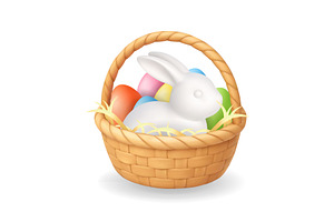 Easter basket with colorful eggs and, an Object Illustration by GraphiShop