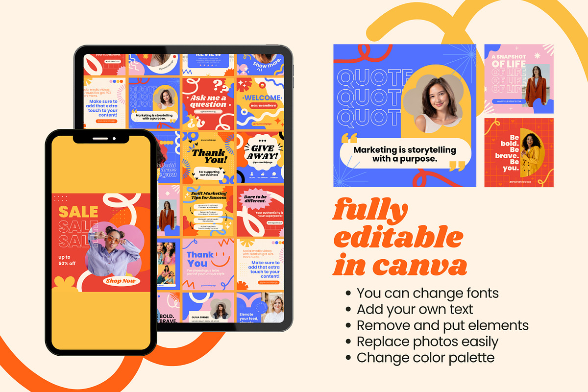 70 Playful Instagram Canva Template, a Templates & Theme by TemplateCastleStore (Photo 10 of 10)