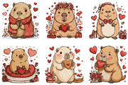 Watercolor Capybara Valentine Clipar, an Illustration by CraftArtStudio (Thumbnail 5 of 6)
