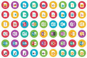 75 Filetype Flat Icon Set