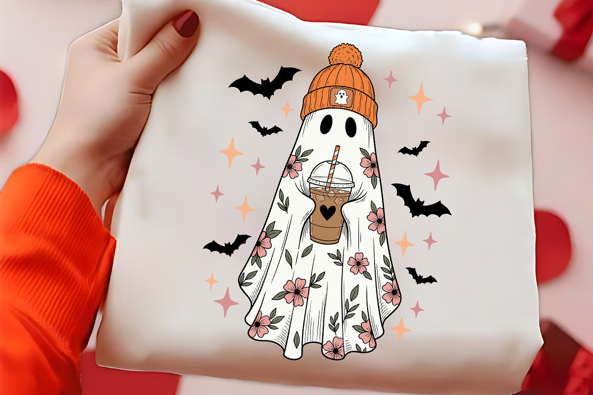 Cozy Spooky Autumn Ghost Sublimation, a Seasonal Illustration by CrexoraLab (Photo 2 of 4)