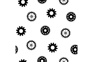 Gear silhouettes pattern, a Pattern Graphic by Elen_Art