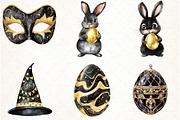 Glitter Luxury Black Easter Clipart, an Illustration by Watercolor design (Thumbnail 3 of 4)