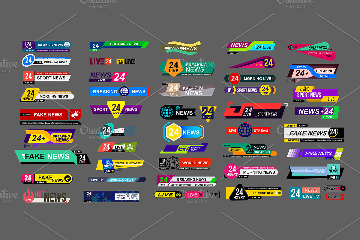 Set of TV news bars., an Outline Icon by Vector photo shop (Photo 1 of 4)