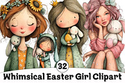 Whimsical Easter Girl Clipart, an Illustration by Design Market (Thumbnail 1 of 5)