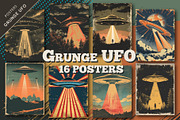Grunge UFO posters. Retro Art., a Decorative Illustration by KENO Mascots (Thumbnail 1 of 5)