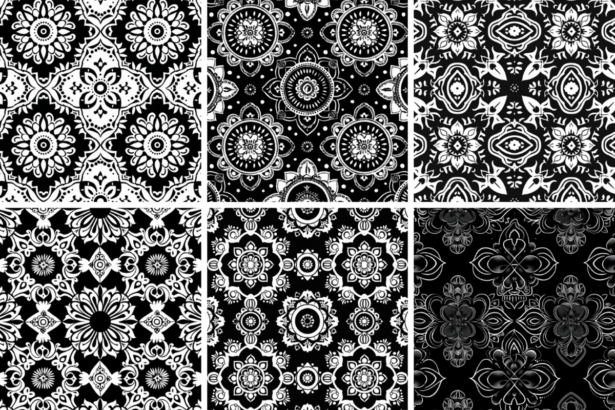 Black Mandala Seamless Patterns, a Pattern Graphic by PrintablesByFranklyn (Photo 4 of 4)