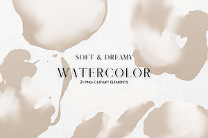 Beige and White Watercolour Clip Art