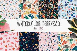 Watercolor Terrazzo Patterns