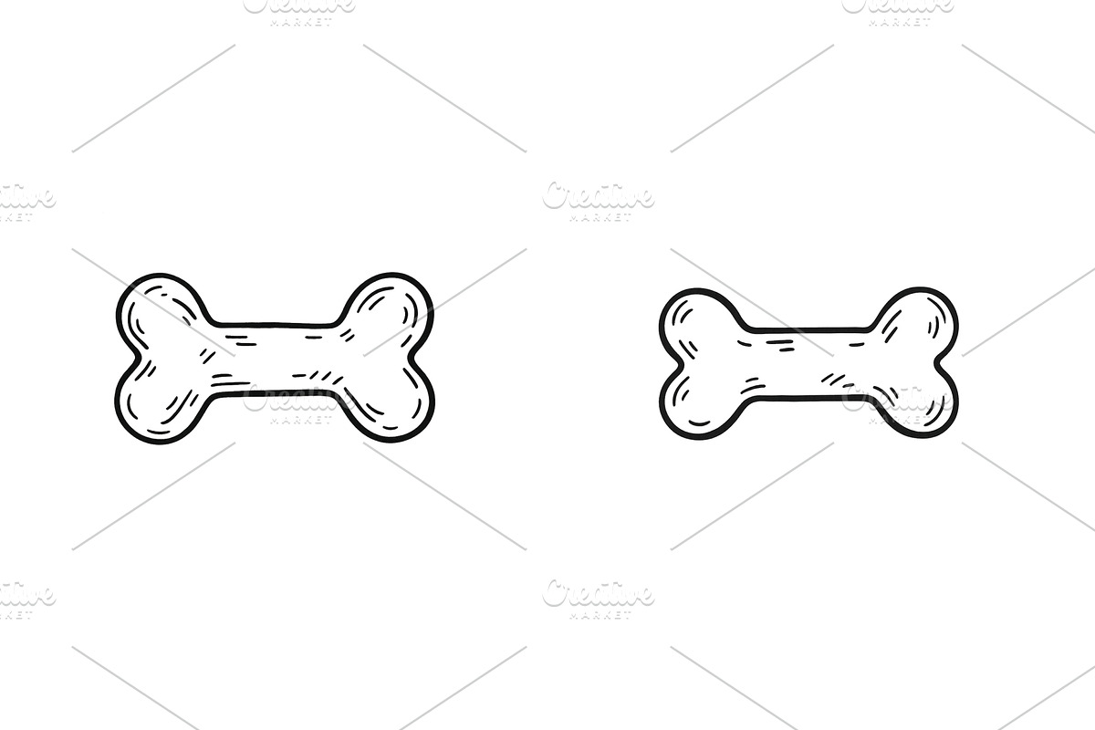 Two cartoon-style dog bones drawn in, an Animal Illustration by ZinetroN