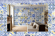 Azulejo Tiles Wall Mural Print, a Wallpaper Graphic by ilonitta (Thumbnail 2 of 10)