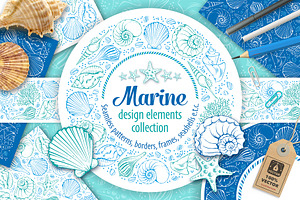 Sea shells patterns set