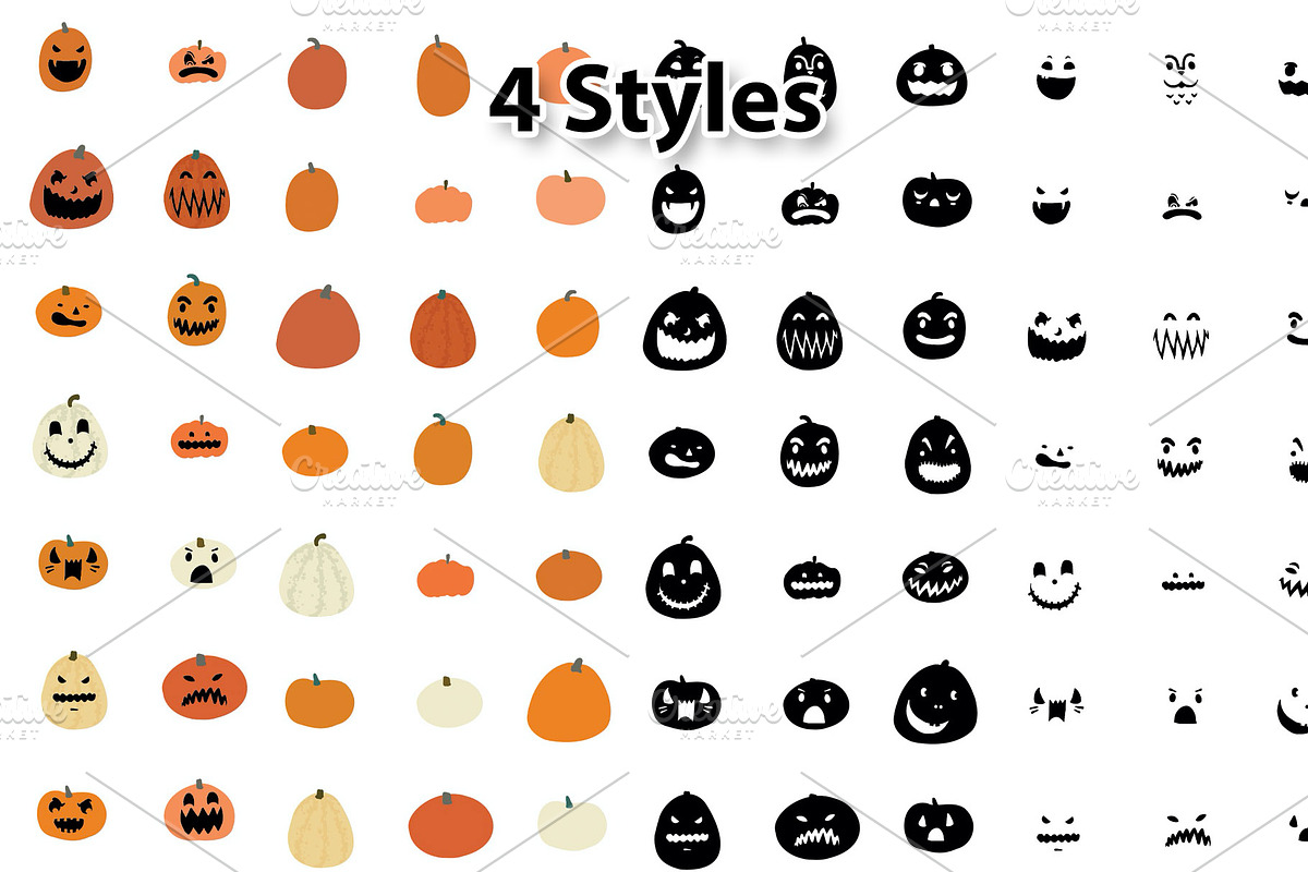 80 Hand Drawn Jack-O-Lantern Vectors, an Illustration by MarkieAnn Creative (Photo 4 of 5)
