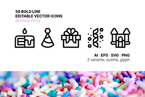 50 Birthday Party Icons