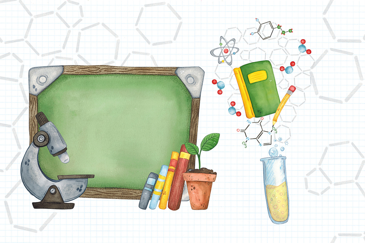 Science for kids watercolor clip art, an Object Illustration by DemiLena (Photo 8 of 18)