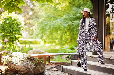 Beautiful african american woman natural makeup wear fashion clo, a Beauty & Fashion Photo by AS photostudio