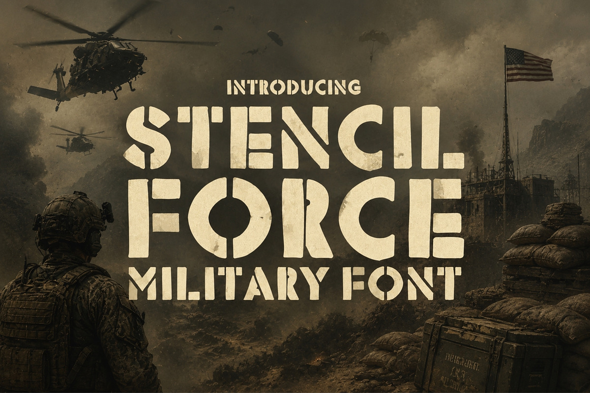 Stencil Force - Military & Army Font, a Handwritten Font by HipFonts (Photo 1 of 7)