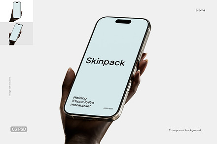 iPhone in Hand Mockup Set SP01, a Device Mockup by Croma Studio