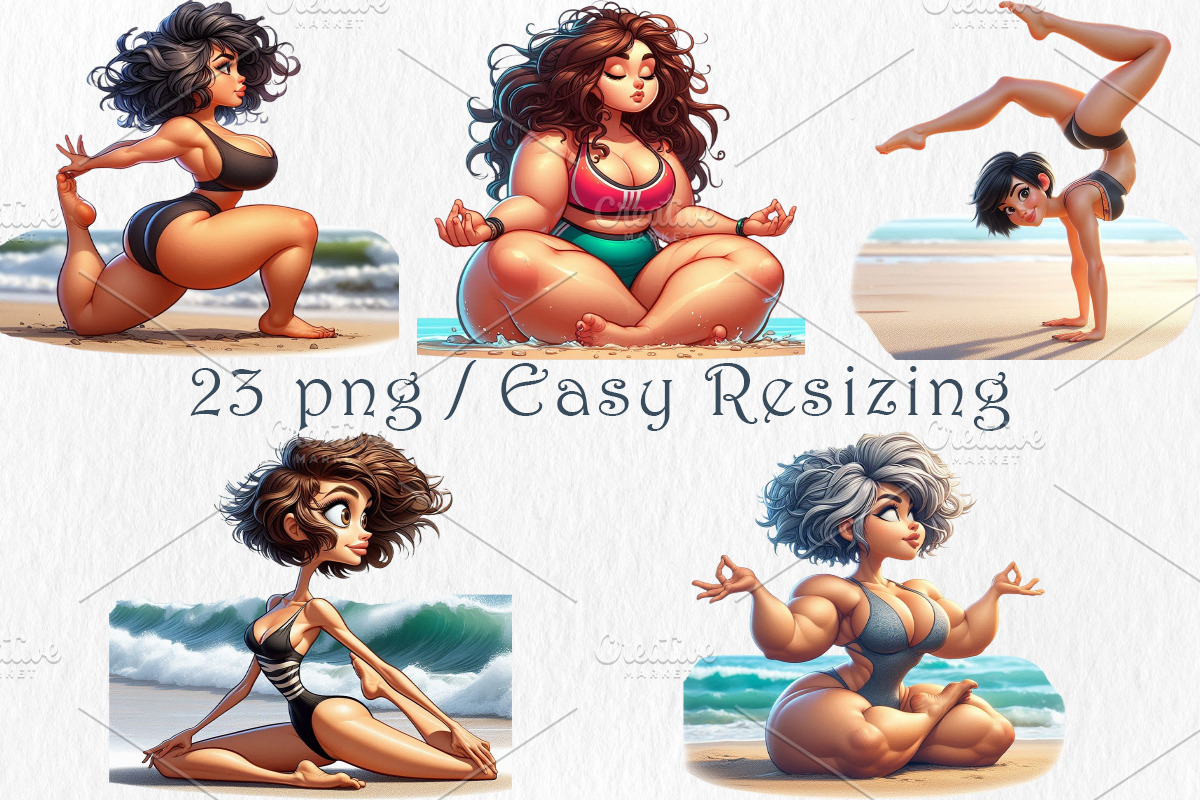 Quirky Yoga Girl Clipart Bundle., a Healthcare Illustration by GalaDesign03 (Photo 4 of 6)
