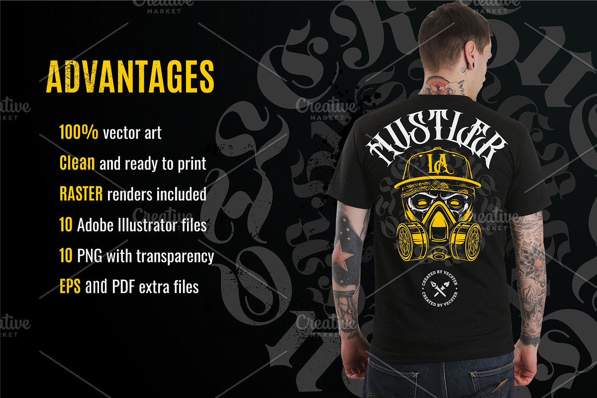 Hustler Skull Vector Art, a Decorative Illustration by Vecster (Photo 7 of 7)